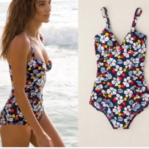 Boden Other - Boden 50s Style One Piece Swimsuit Blue Floral